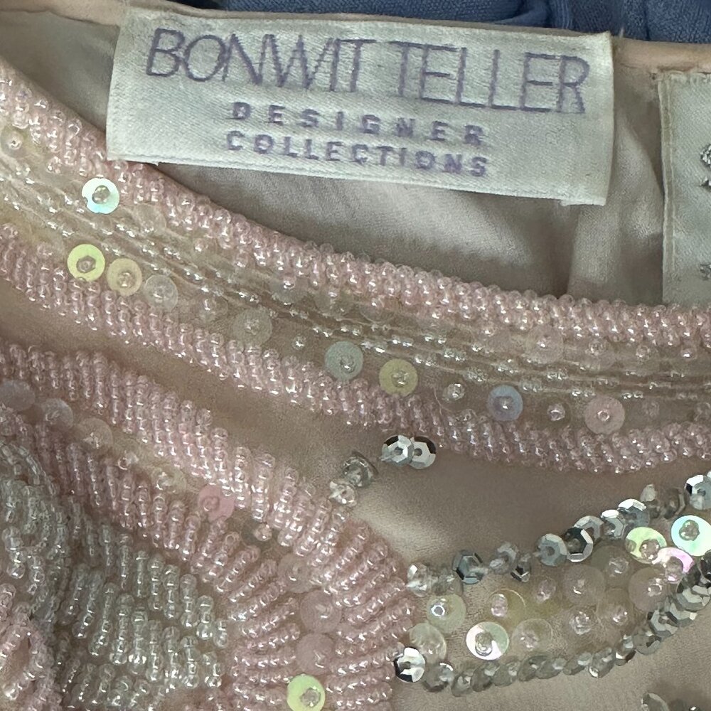 Vintage Bonwit Teller pink, sparkling designer evening gown XL